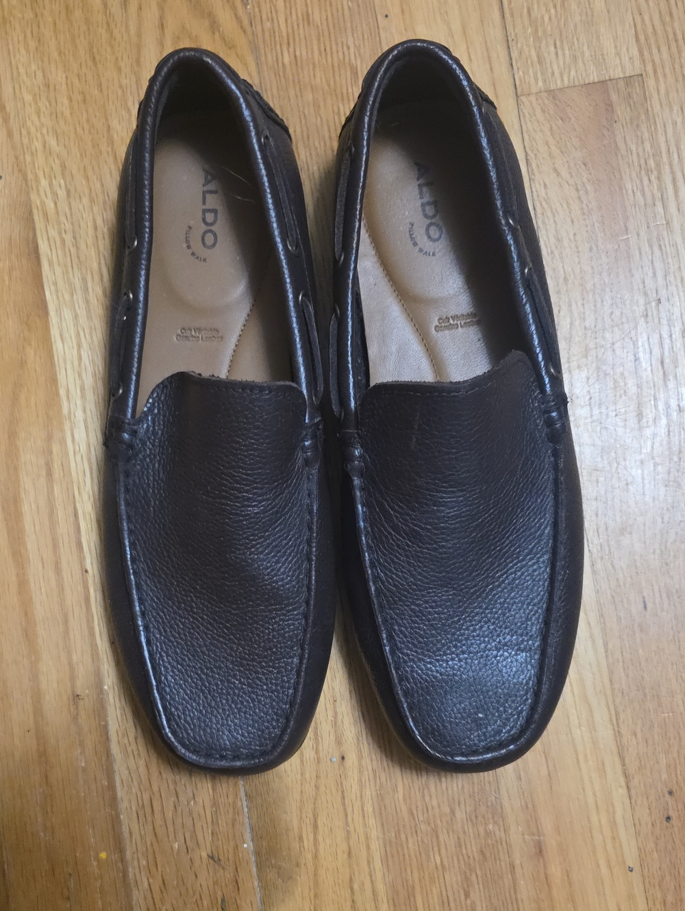 Aldo Dark Brown Pebbled Leather Slip-On Loafers